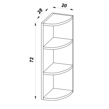 Szafka 20 górna  zaokrążona rysunek